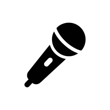 Mikrofon simgesi, konuşma ve müzik performansları için kullanılan dinamik bir ses kayıt aracını temsil eder