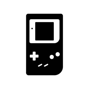 Oyun konsolu siluet simgesi klasik el bilgisayarı oyun teknolojisi ve eğlence aygıtını temsil ediyor