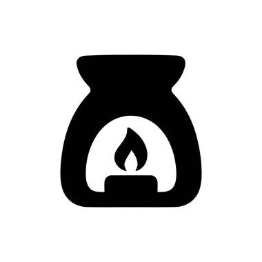 Aroma yayıcı ikonu, yanan bir mum ile sakin bir atmosfer için sıcaklık ve koku sağlar.