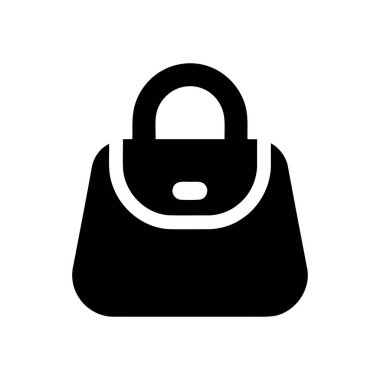 Basit bir siyah beyaz simge tarafından temsil edilen el çantası moda aksesuarı Bu zarif tasarım çeşitli stille ilgili projeler için mükemmeldir