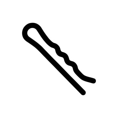 Bobby beyaz arka planda siyah bir broş genel bir saç aksesuarının basit bir çizimi.