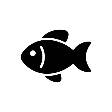 Açık beyaz arka planda siyah bir siluette balık deniz hayvanı simgesi