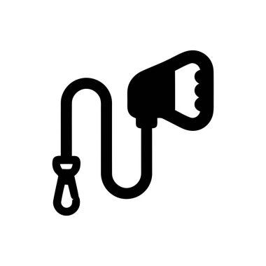 Tasma simgesi konforlu bir halat ve evcil hayvan maceraları için hazırlanmış metal bir klipsi gösteriyor