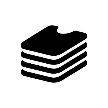 Katlanmış giysi yığını sembolü, ev içi kullanım için düzenli bir çamaşır yığını ve organize giysiler tasvir ediyor