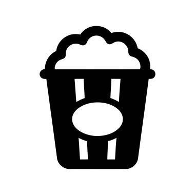 Sinema ve atıştırma zamanı için patlamış mısır ikonu silueti tasarımı