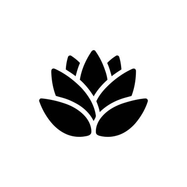 Nilüfer çiçeği grafik simgesi, basit siyah bir siluette huzur ve sükuneti temsil eder.