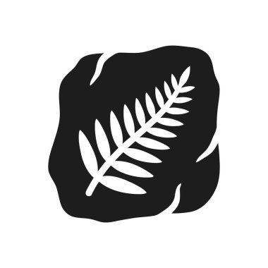 Koyu dokuda fosil izleri, antik doğa ve botanik tarihi sembolize ediyor.