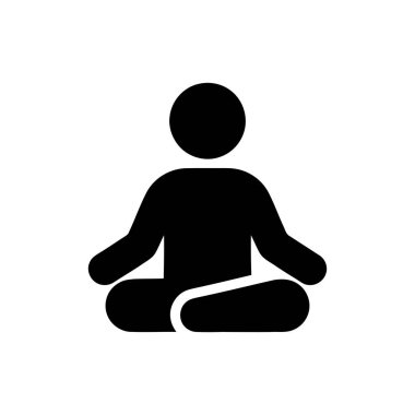 Meditasyon, sakin bir insan figürünün huzurlu bir şekilde bacak bacak bacak üstüne atmasını içerir. Bu basit grafik sembolü, farkındalığı ve ruhsal dengeyi temsil eder.