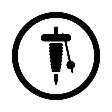 Profesyonel ekipmanları temsil eden vücut sanatları stüdyosu için dövme makinesi ana hatlı grafik simgesi