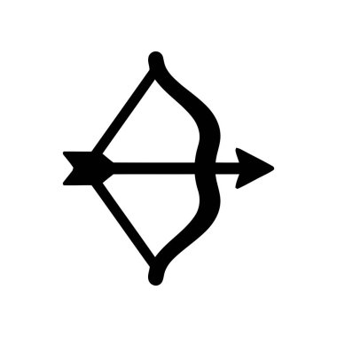 Okçuluk yayı ve ok sembolü, antik ustalık ve beceri sporunu göstermek için çekime hazır.