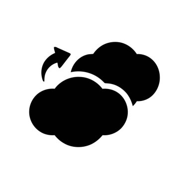 İki dijital bulut arasında bilgi taşındığını veya güncellendiğini gösteren veri aktarım simgesi