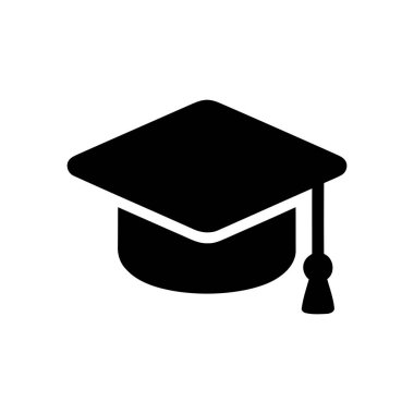 Eğitimsel başarı ve akademik başarıyı temsil eden beyaz bir arkaplanda mezuniyet akademik başlık sembolü