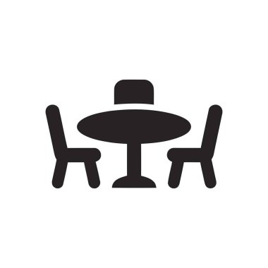 Yemek mobilyaları, temiz beyaz arkaplana karşı basit bir siyah simge olarak tasvir edilir