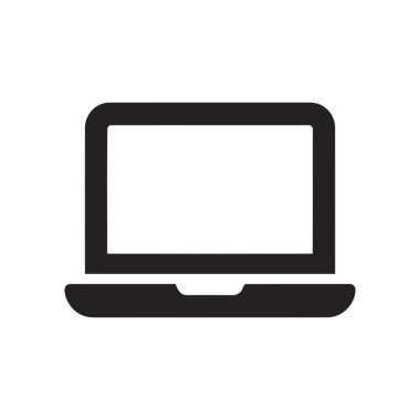 Laptop bilgisayar simgesi, çeşitli çevrimiçi ve iş kavramları için modern dijital çalışma ve teknoloji ideallerini resmediyor