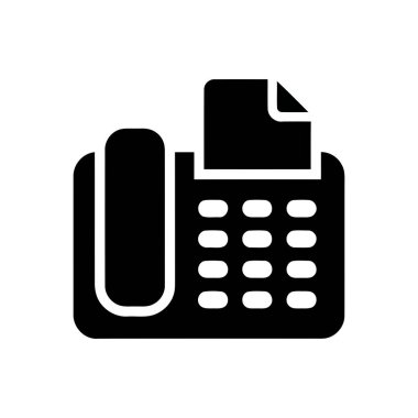 Ofis işleri için klasik bir iletişim cihazında işlenen bir belgeyi gösteren faks makinesi simgesi