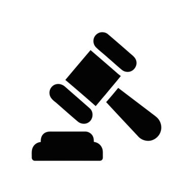 Gavel ikonu yasal otorite tasviri ve mahkeme işlemleri veya açık artırmalarda nihai karar