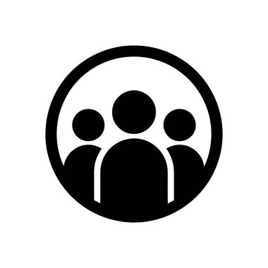 İnsanlar grubu simgesi modern bir dairesel tasarım içinde takım çalışması ve sosyal bağlantıları temsil eder