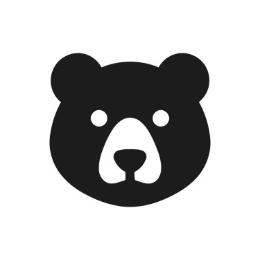Bear Head siyah siluet ve beyaz yüz detaylarıyla basit bir stilize tasarıma sahiptir. Bu minimalist çizim çeşitli grafik uygulamaları için mükemmeldir.