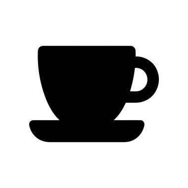 Kahve fincanı ve çay tabağı sembolü, kafe ve içecekle ilgili tasarımlar için minimalist bir grafik olarak sunulmaktadır.