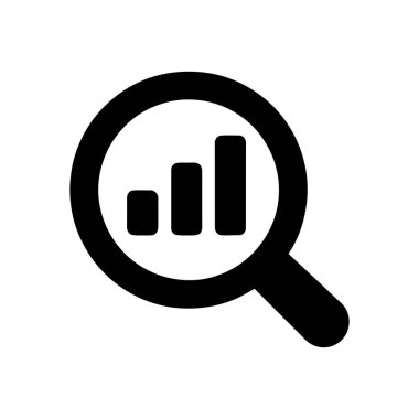 Piyasa araştırmaları ve büyümeyi gösteren bir büyüteç simgesi kullanarak finansal verilerin analizi