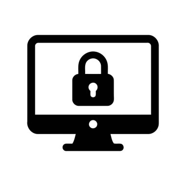 Güvenlik asma kilit simgesi dijital veri koruması ve çevrimiçi güvenlik için bir bilgisayar ekranında belirgin bir şekilde görüntülendi
