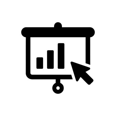 Sunum, veri analizini gösteren bir fare imleci ile bir çubuk grafiği gösterir