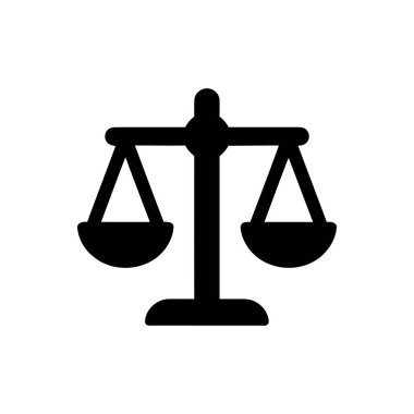 Adalet sembolü, basit bir grafikle denge ve adil yasayı temsil eder.