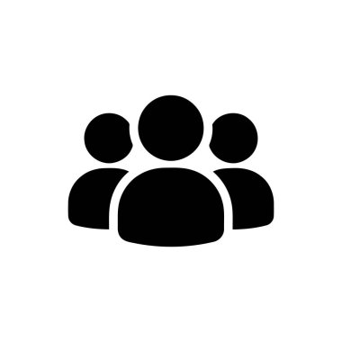 İnsanlar grup simgesi takım çalışmasını ve toplumu temsil eden üç kişi tasvir ediyor