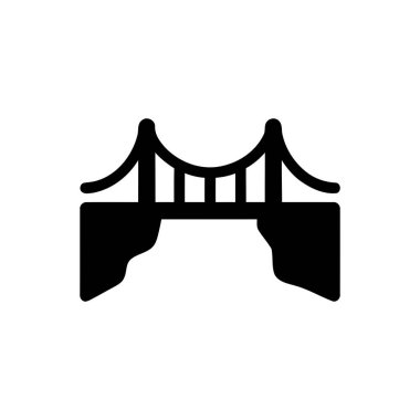 Köprü silueti simgesi koyu kemerli ve temiz çizgileri olan siyah bir asma köprü gösteriyor