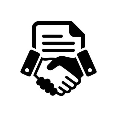 Sözleşmeli el sıkışma belgesi simgesi bir iş anlaşması kavramını resmetmektedir