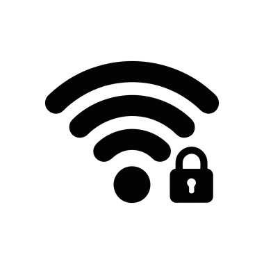 İnternet koruması ve veri gizliliğini gösteren asma kilit ile Wi Fi güvenli ağ sembolü