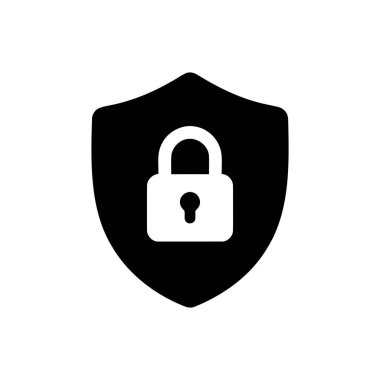Asma kilit simgesine sahip güvenlik kalkanı güçlü dijital güvenliği ve veri gizliliğini simgeler
