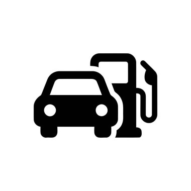 Yakıt arabası ve benzin istasyonu pompası basit bir grafik tarzında