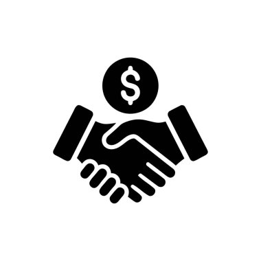 Bir dolar işaretli madeni parayla yapılan mali tokalaşma anlaşması iş ortaklığı ya da yatırım anlaşmasını işaret ediyor