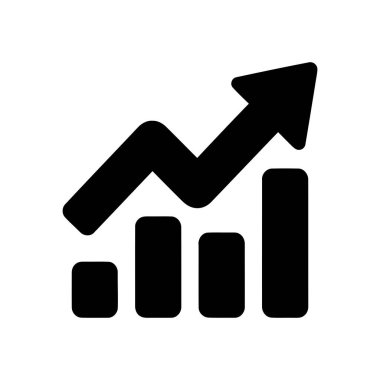 Artan bir ok ve artan çubuklarla pozitif bir eğilim gösteren büyüme iş grafiği