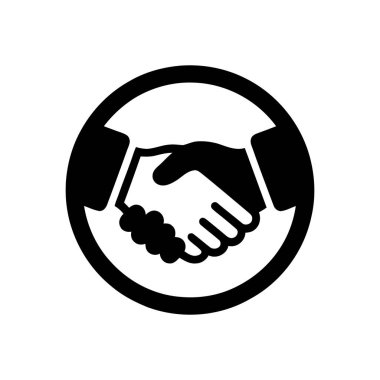 El sıkışma simgesi basit bir dairesel çerçeve içinde resmi bir anlaşma veya başarılı bir ortaklık tasvir eder
