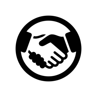 İş ortaklığını temsil eden el sıkışma anlaşması ikonu ve dairesel grafik sembolde başarılı bir işbirliği