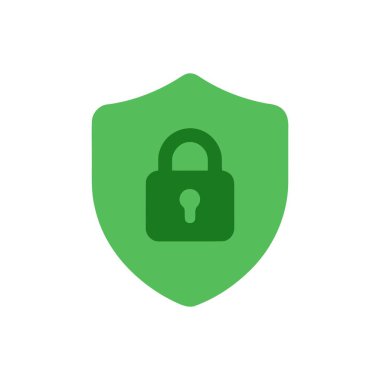 Dijital güvenlik ve gizli veri korumasını temsil eden asma kilit simgesine sahip güvenlik kalkanı