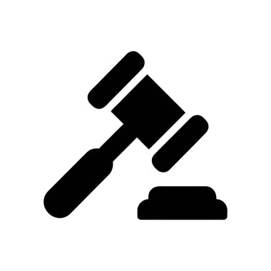 Gavel sembolü adalet hukuku ve önemli mahkeme kararlarını veya açık artırma satışını temsil ediyor