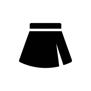 Etek moda ikonu basit bir mini etek siyah tasarımı içerir. Bu klasik giyim sembolü kadın giyim tarzını temsil eder.