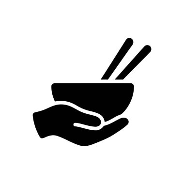 Asya yemeği için hazır yemek çubuklarıyla el ele tutuşan bu basit grafikler yemek servisi ya da eğlenmeyi temsil ediyor.