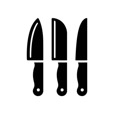 Yemek pişirme işleri için farklı bıçak tiplerine sahip gerekli mutfak aletleri kümesi