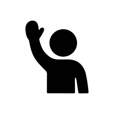 El kaldıran kişi basit bir siluet simgesi iletişim katılımını temsil ediyor veya bir soru soruyor