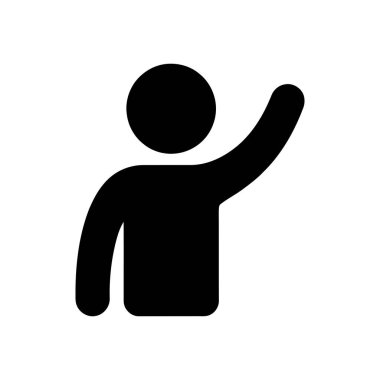 Siluet bir soru sormak ya da tartışmaya katılmak için elini kaldırır