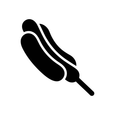 Mısır sosisi lezzetli Amerikan fast food abur cuburu çubuk simgesinde