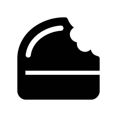 Bitten kek dilimi siyah siluet ve tatlı bir tatlıyı temsil eden kayıp bir parça.