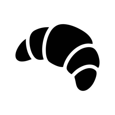 Kruvasan iyi pişmiş siluet. Lezzetli Fransız kahvaltı öğelerini temsil ediyor. Kahvenin tadını çıkarıyorlar.