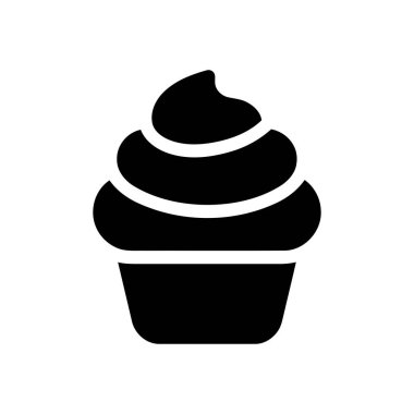 Lezzetli bir pastane ikonu üzerine krema konmuş kek tatlısı.