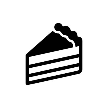 Pasta dilimi silüeti grafik sembolü kutlama ve menüler için mükemmel bir tatlı temsil ediyor.