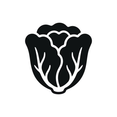 Lahana kafalı sebze. Basit siyah ikon tasarımı. Sağlıklı besinleri temsil ediyor.